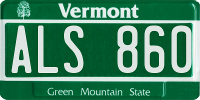 VT license plate ALS860