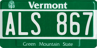 VT license plate ALS867