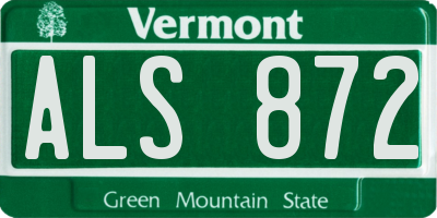VT license plate ALS872