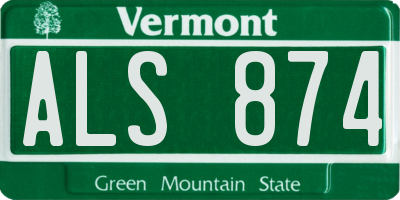 VT license plate ALS874