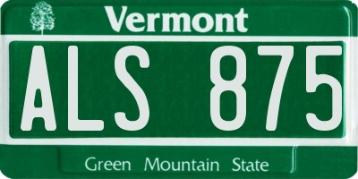 VT license plate ALS875