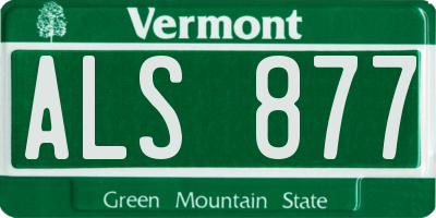 VT license plate ALS877