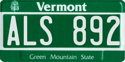 VT license plate ALS892