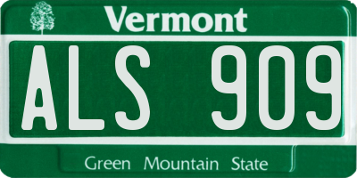 VT license plate ALS909
