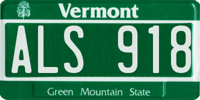 VT license plate ALS918