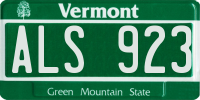 VT license plate ALS923