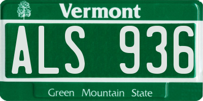 VT license plate ALS936