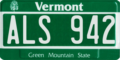 VT license plate ALS942