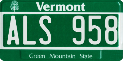 VT license plate ALS958