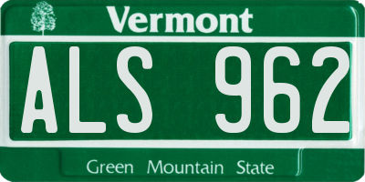 VT license plate ALS962