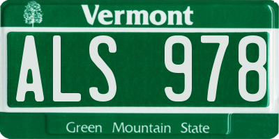 VT license plate ALS978