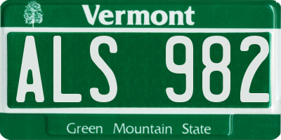 VT license plate ALS982