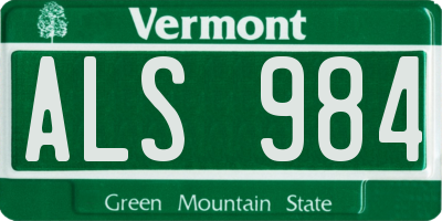 VT license plate ALS984