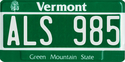 VT license plate ALS985