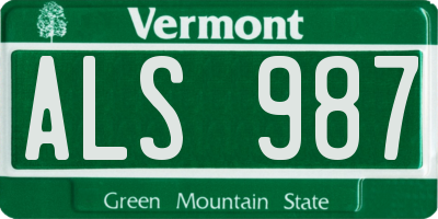 VT license plate ALS987