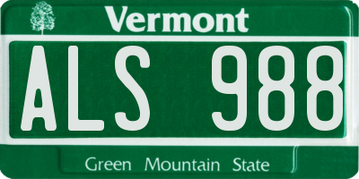 VT license plate ALS988