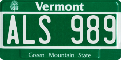VT license plate ALS989