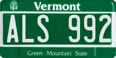 VT license plate ALS992