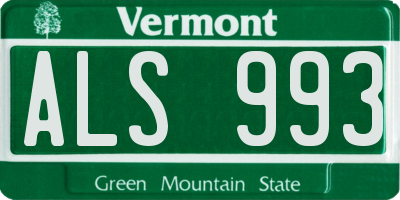 VT license plate ALS993