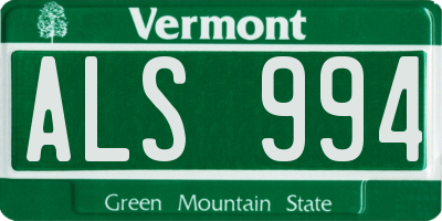 VT license plate ALS994