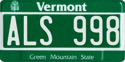 VT license plate ALS998