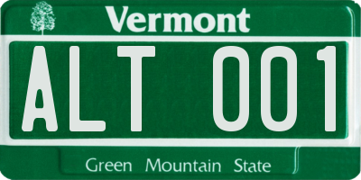 VT license plate ALT001