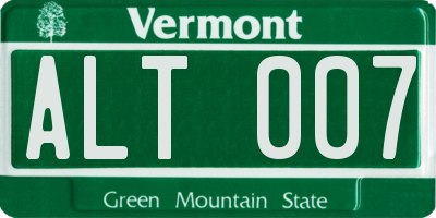 VT license plate ALT007