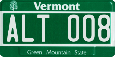 VT license plate ALT008