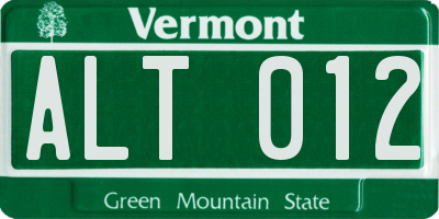 VT license plate ALT012