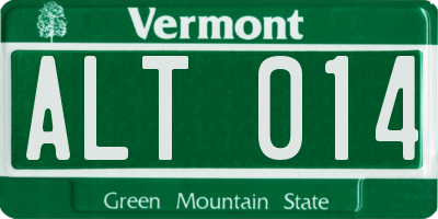 VT license plate ALT014