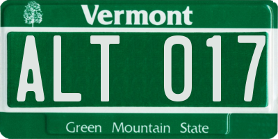 VT license plate ALT017
