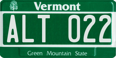 VT license plate ALT022