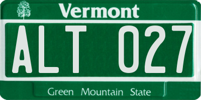 VT license plate ALT027