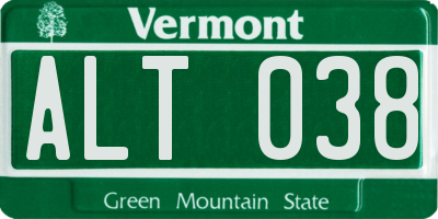 VT license plate ALT038