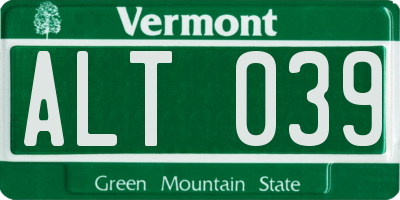 VT license plate ALT039