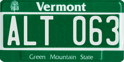 VT license plate ALT063