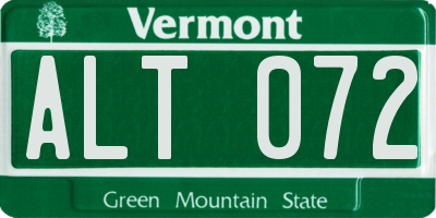 VT license plate ALT072