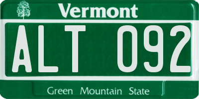 VT license plate ALT092