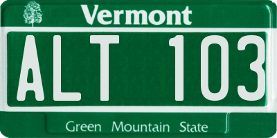 VT license plate ALT103