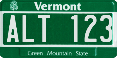 VT license plate ALT123