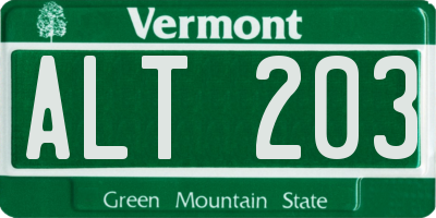 VT license plate ALT203