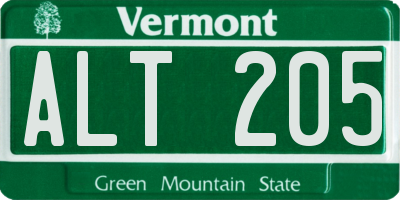 VT license plate ALT205