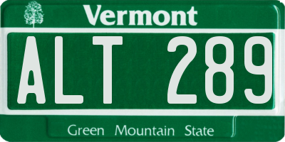 VT license plate ALT289