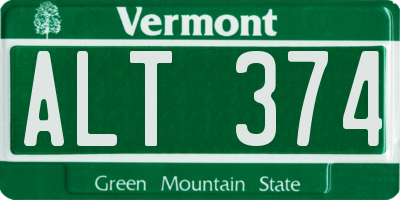 VT license plate ALT374