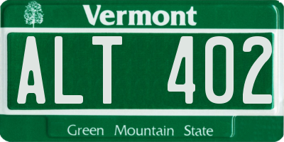 VT license plate ALT402