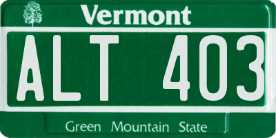 VT license plate ALT403