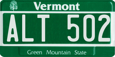 VT license plate ALT502