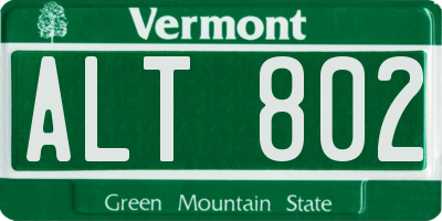 VT license plate ALT802
