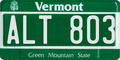 VT license plate ALT803