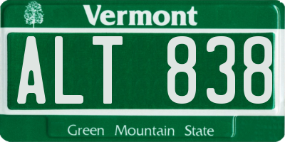 VT license plate ALT838